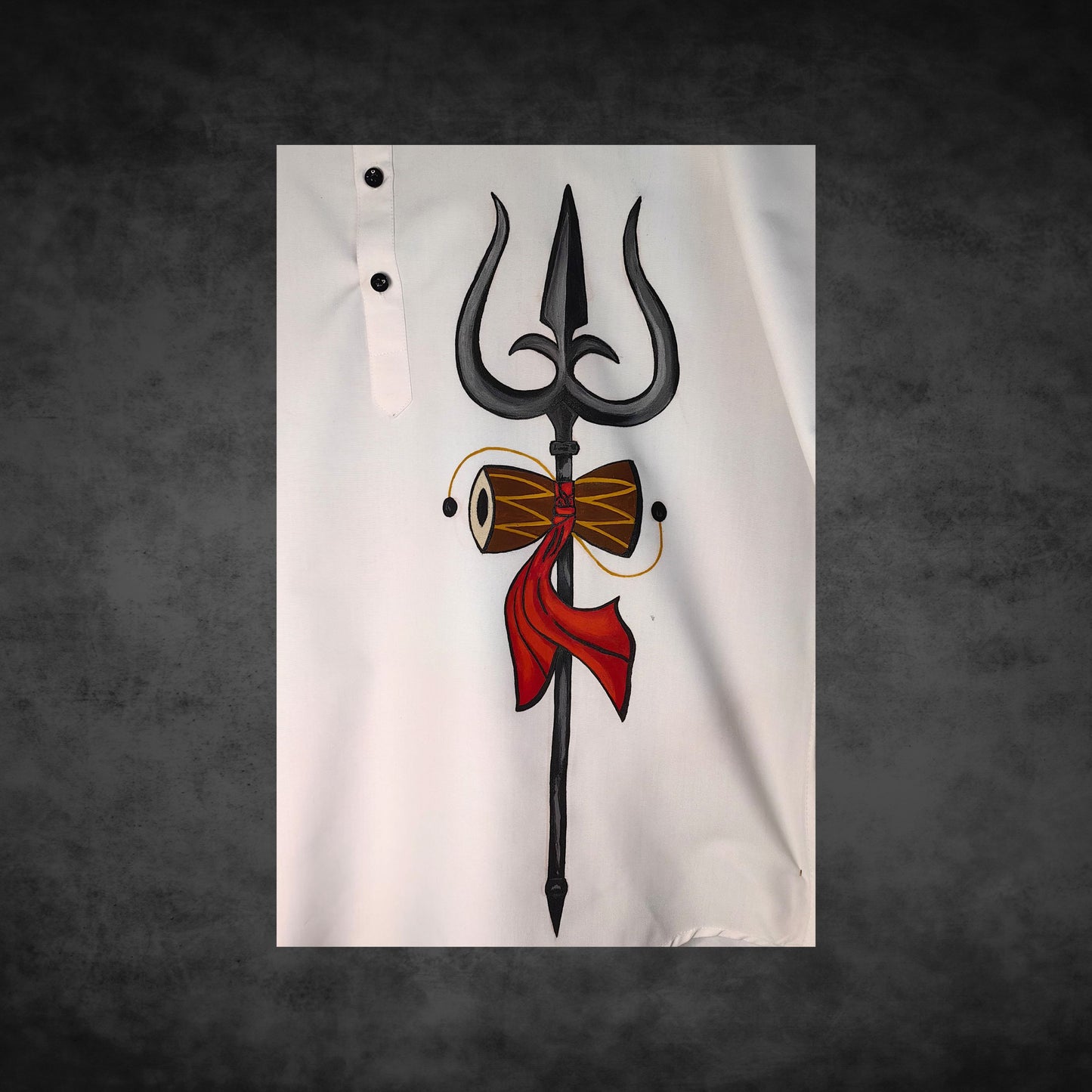 Men's Hand-Painted Trishul - Dhamaroo Shirt