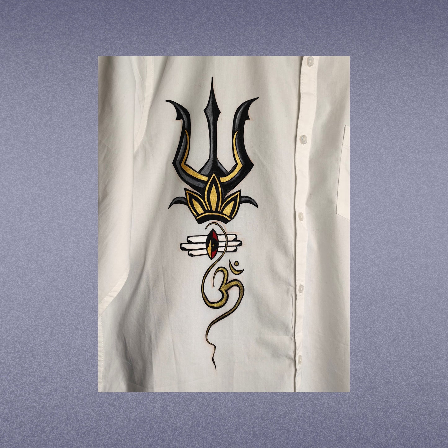 Men's Hand-Painted Trishul - Om Shirt