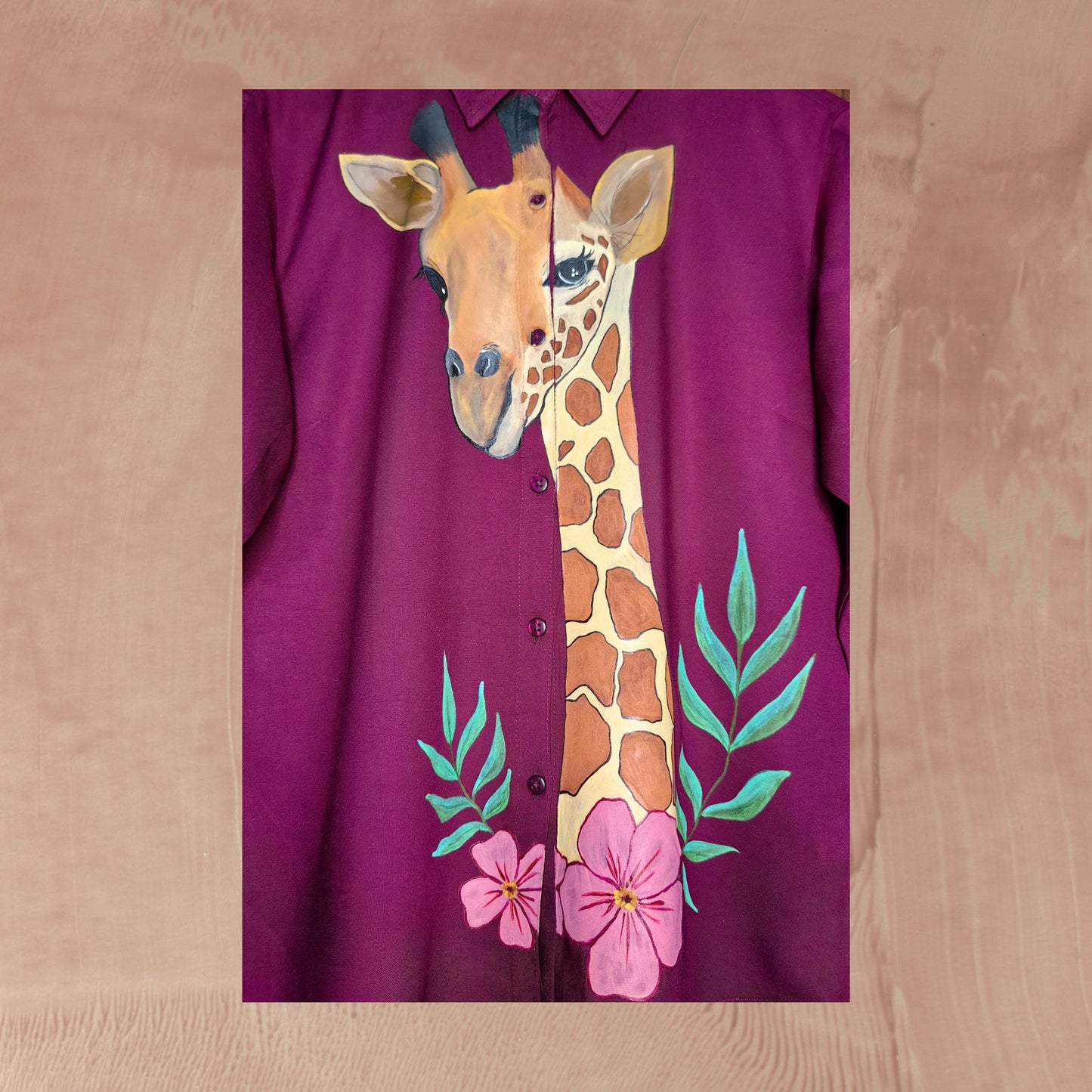 Women's Hand-Painted Giraffee Shirt