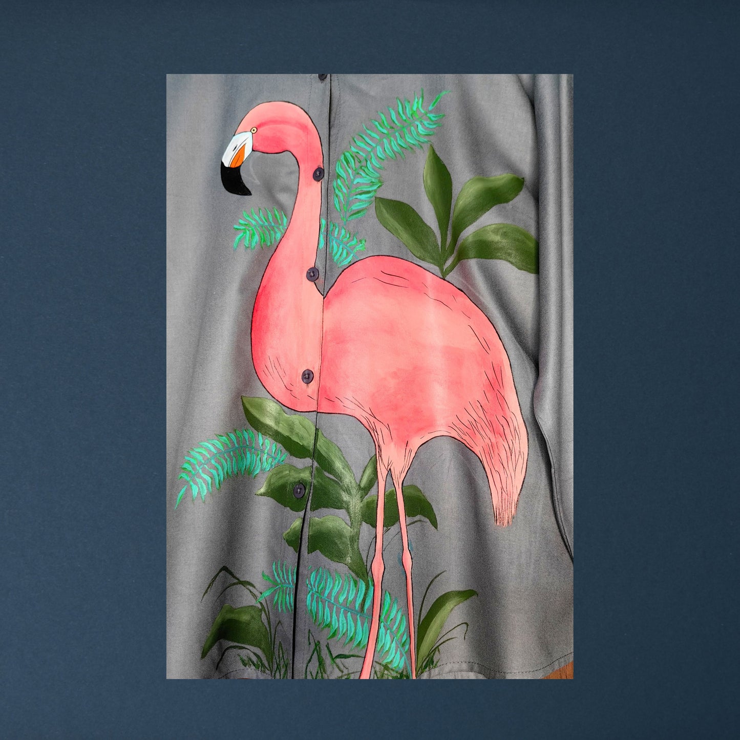 Women's Hand-Painted Flamingo Shirt