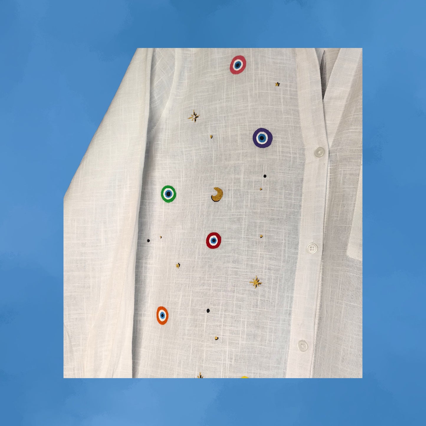 Women's Hand-Painted Evil Eye Oversized Shirt