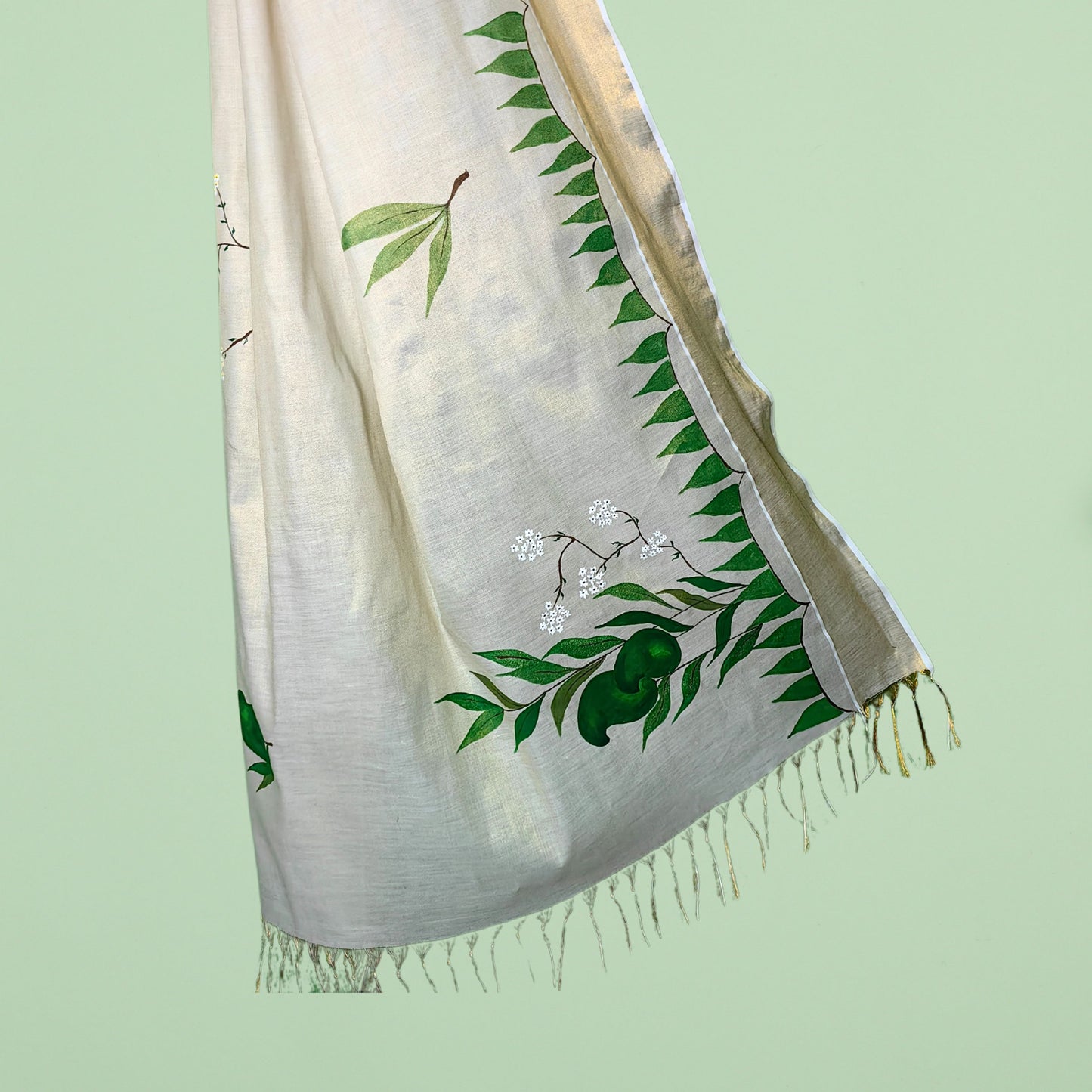 Women's Hand-Painted Mango Dupatta