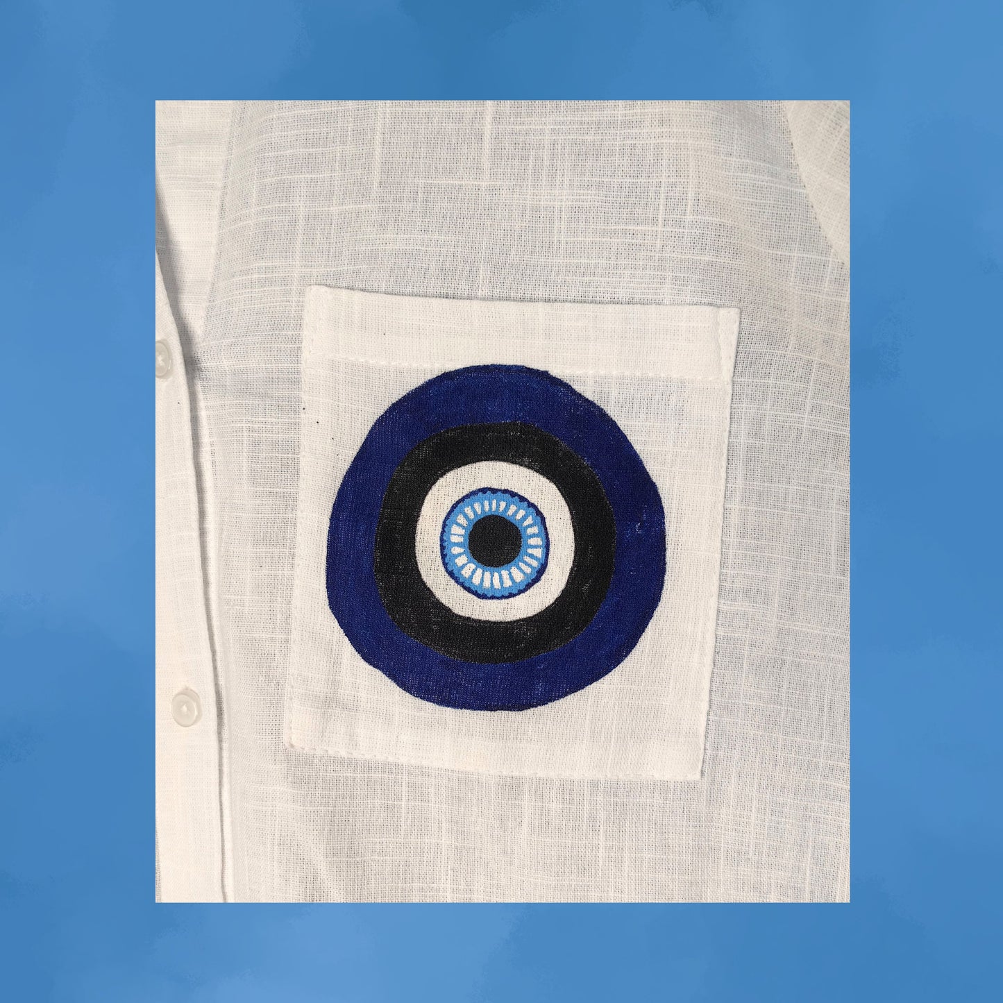 Women's Hand-Painted Evil Eye Oversized Shirt