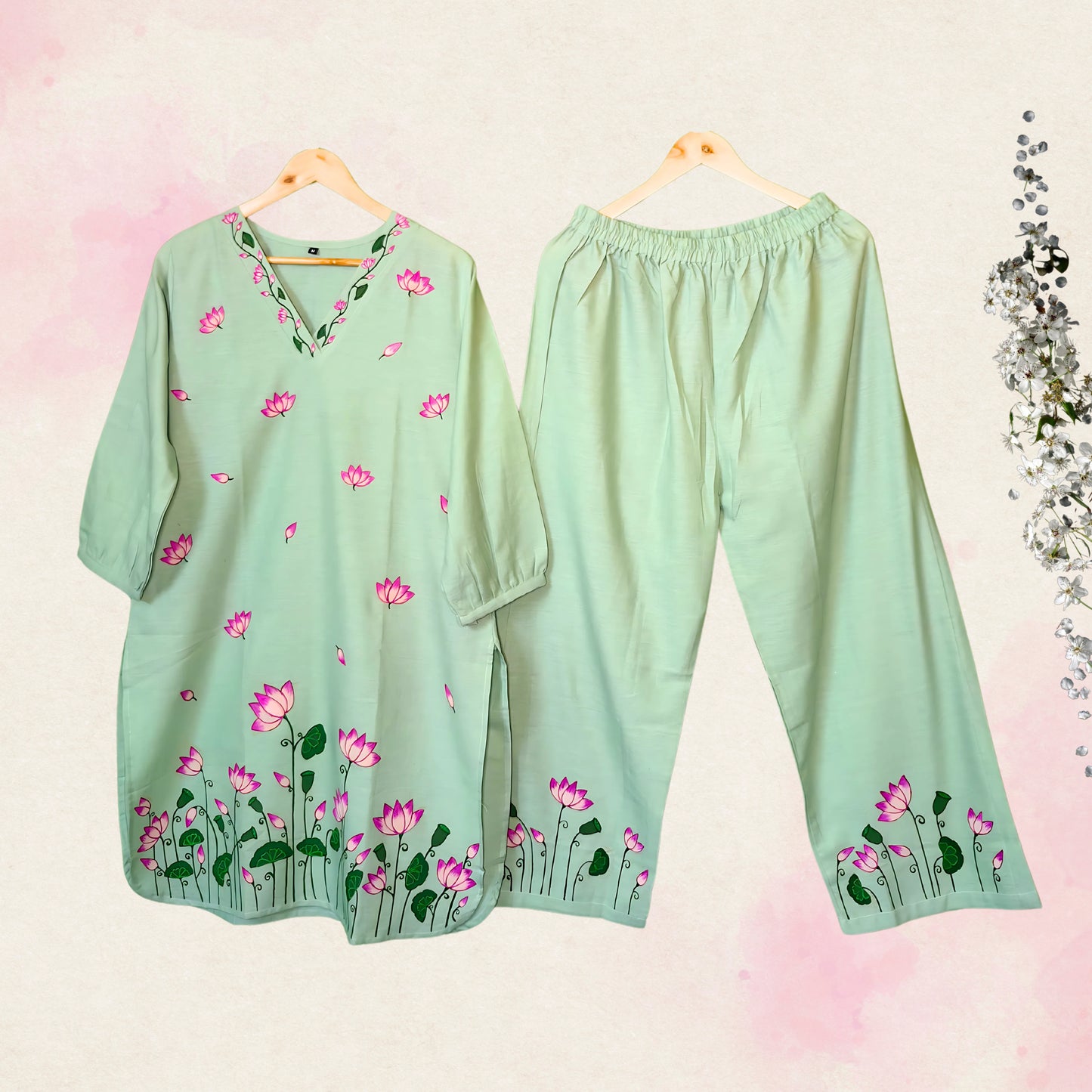Women's Hand-Painted Pichwai Art Kurti Set