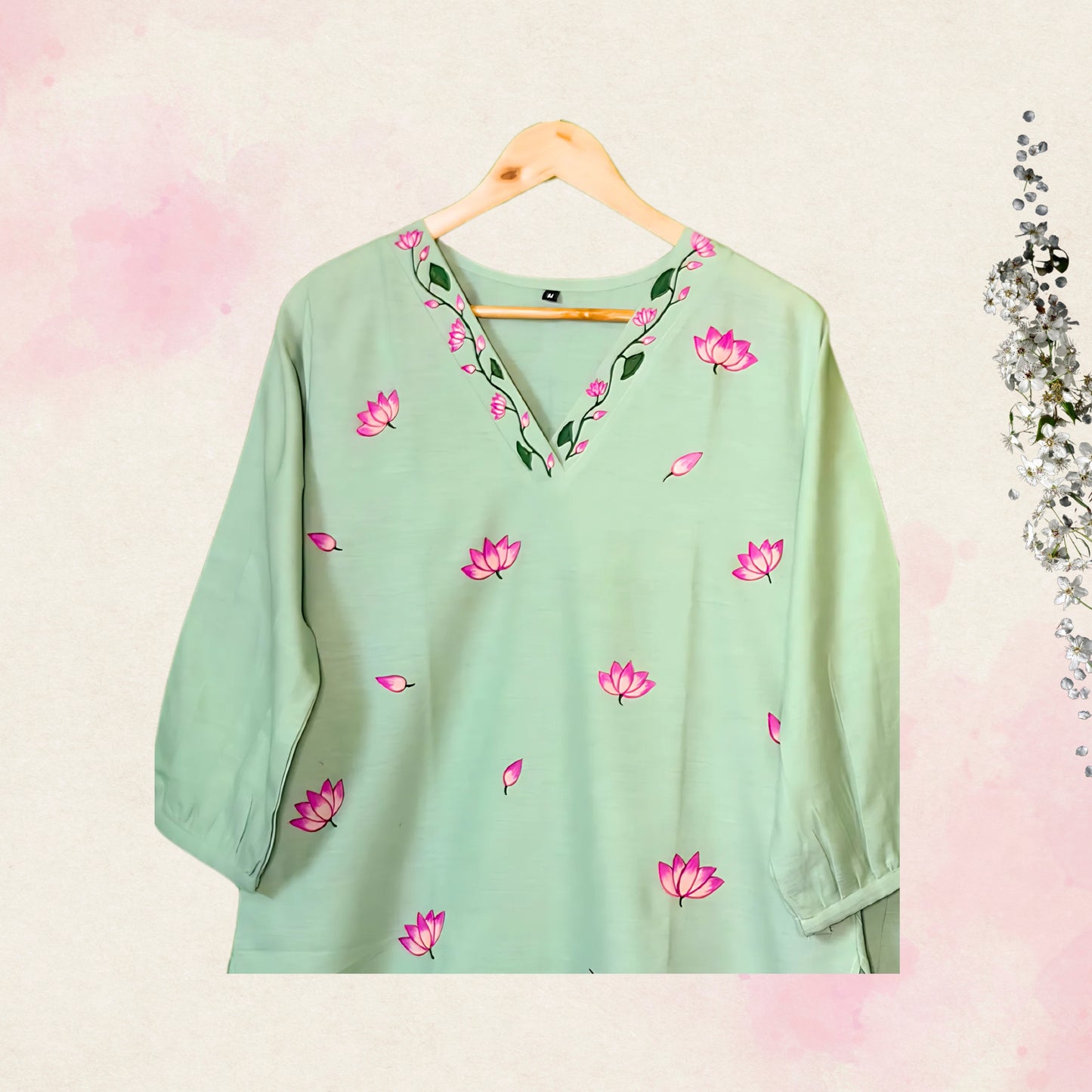 Women's Hand-Painted Pichwai Art Kurti Set