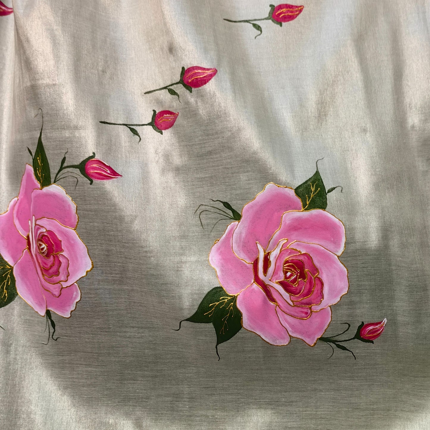 Women's Hand-Painted Rose Dupatta