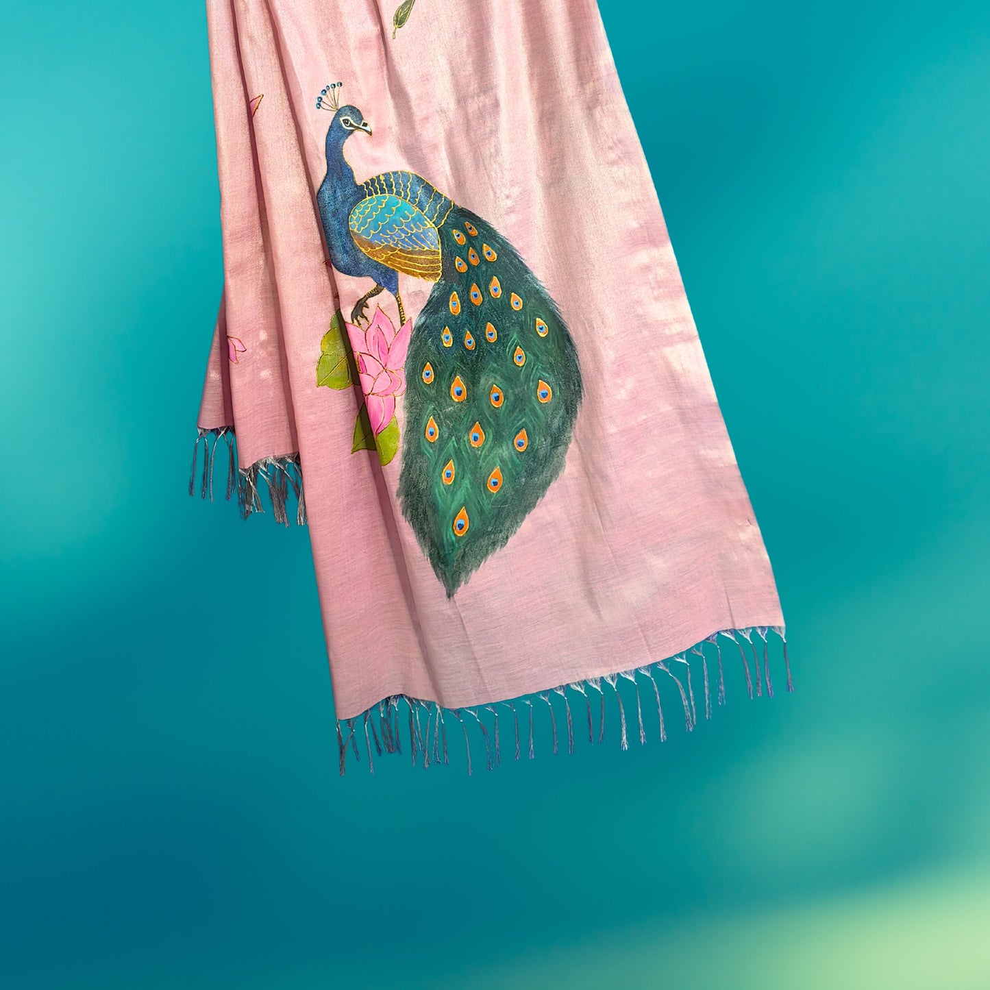 Women's Hand-Painted Peacock Dupatta