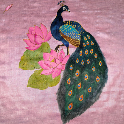 Women's Hand-Painted Peacock Dupatta