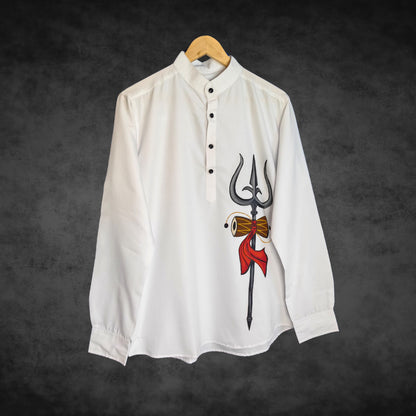 Men's Hand-Painted Trishul - Dhamaroo Shirt