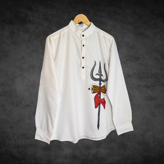Men's Hand-Painted Trishul - Dhamaroo Shirt