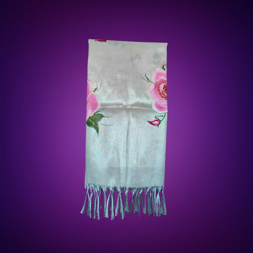Women's Hand-Painted Rose Dupatta
