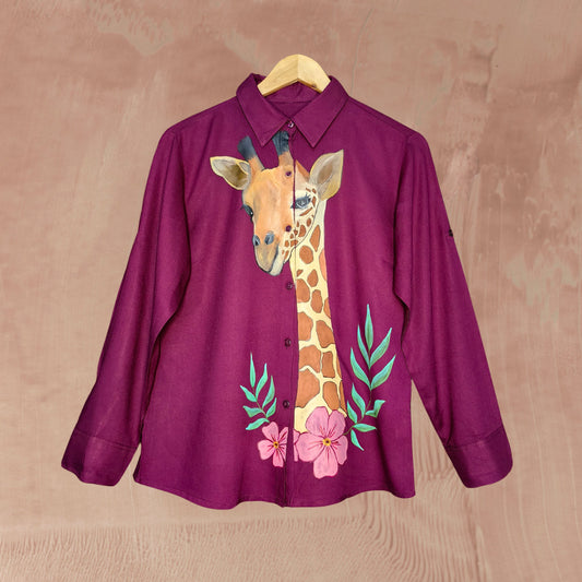 Women's Hand-Painted Giraffee Shirt