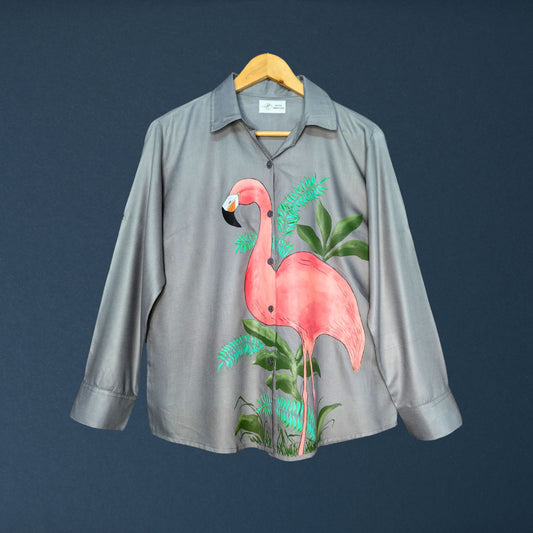 Women's Hand-Painted Flamingo Shirt