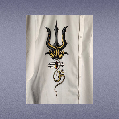 Men's Hand-Painted Trishul - Om Shirt