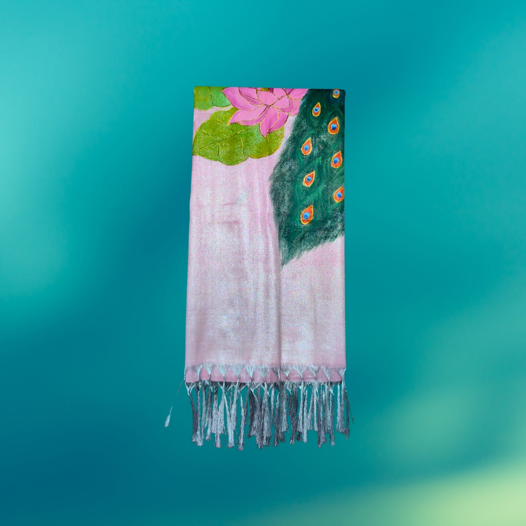 Women's Hand-Painted Peacock Dupatta