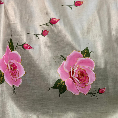 Women's Hand-Painted Rose Dupatta